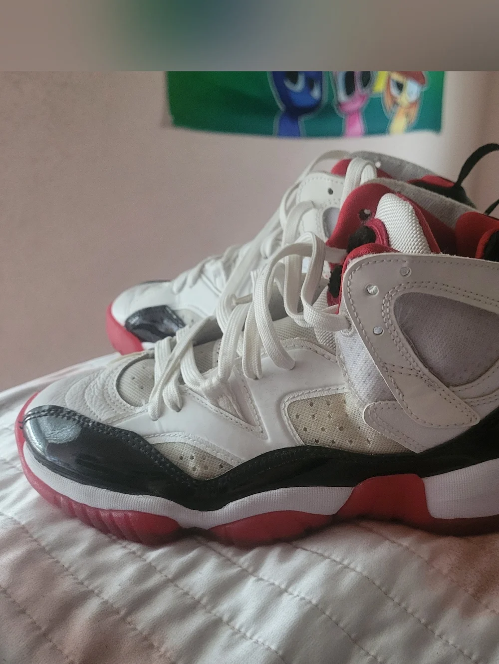 Jordan Two Trey Kids Shoes White Black and Red Size 4.5Y - Picture 3 of 10